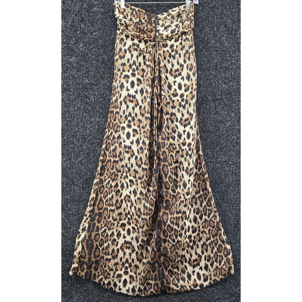 Poetry Strapless Animal Print Maxi Dress Sz M Flowy‎ Sheer Lined Mob Wife Y2K